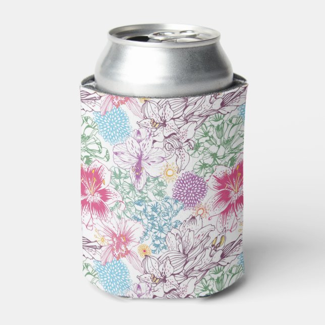 Lovely pattern with colourful flowers can cooler (Can Front)