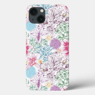 Lovely pattern with colourful flowers iPhone 13 case