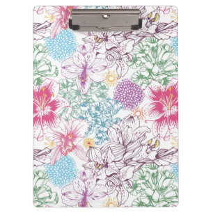 Lovely pattern with colourful flowers clipboard