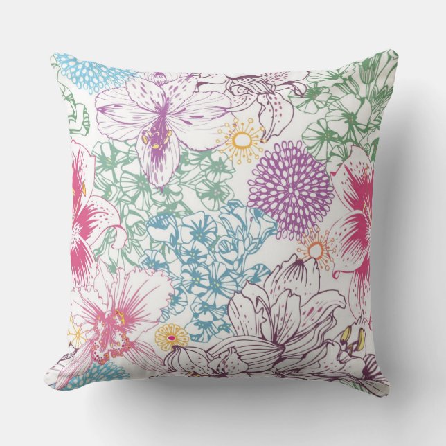 Lovely pattern with colourful flowers cushion (Front)