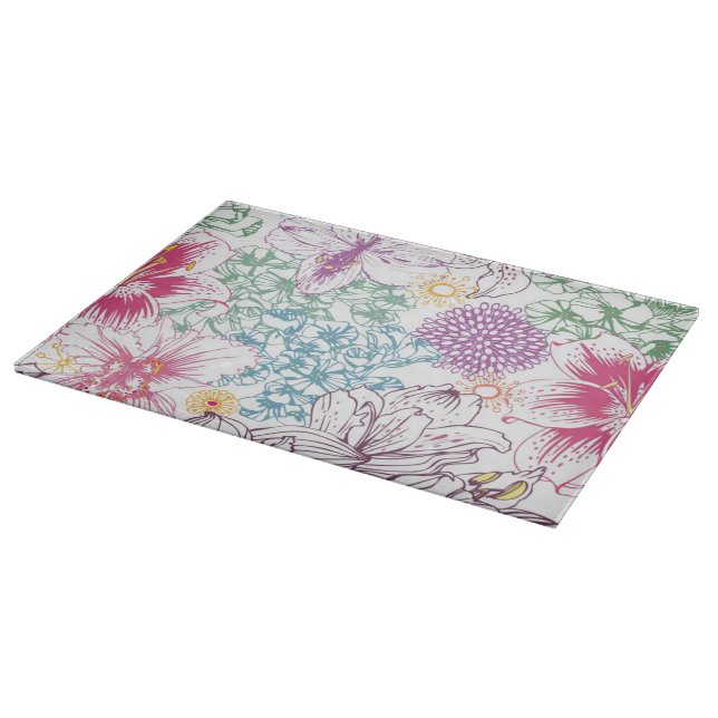 Lovely pattern with colourful flowers cutting board (Corner)