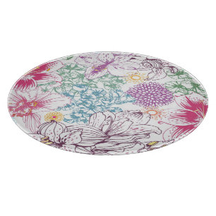Lovely pattern with colourful flowers cutting board