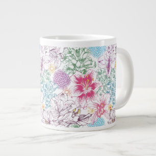 Lovely pattern with colourful flowers large coffee mug
