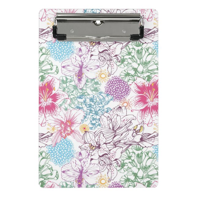 Lovely pattern with colourful flowers mini clipboard (Front)