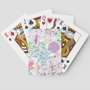 Lovely pattern with colourful flowers playing cards