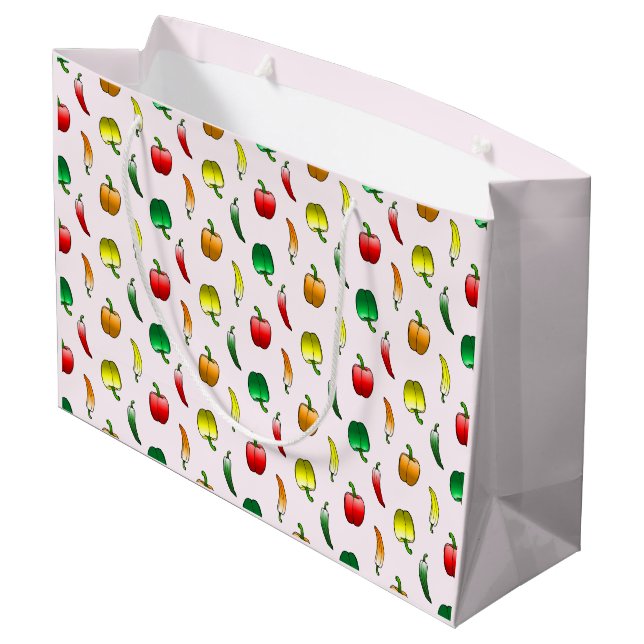 Lovely pattern with peppers and long sweet peppe large gift bag (Back Angled)
