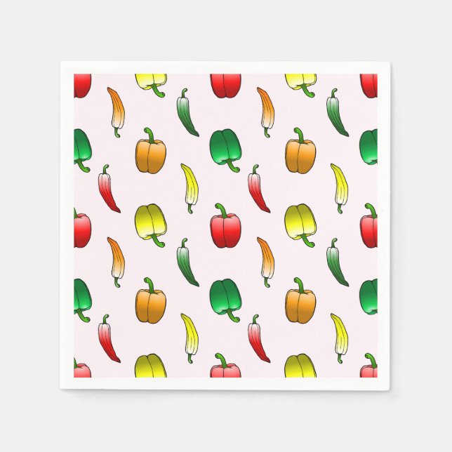 Lovely pattern with peppers and long sweet peppe napkin (Front)