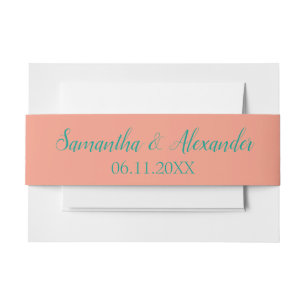Lovely Peach and Teal Invitation Belly Band