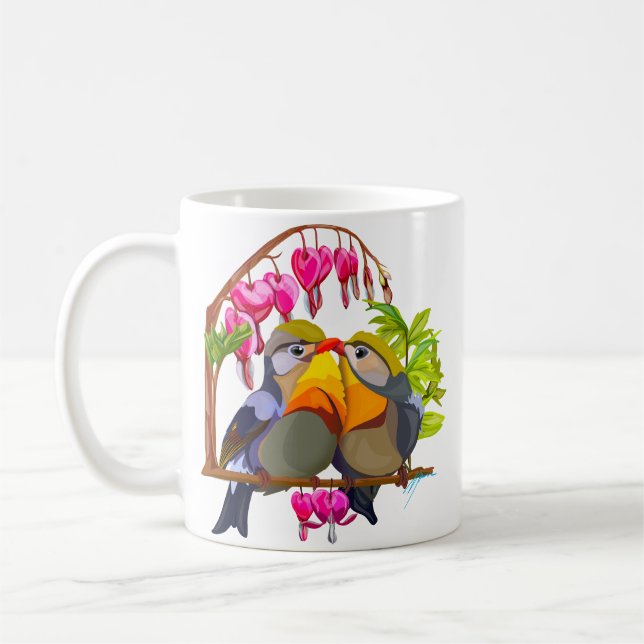 Lovely Pekin Robin Bird Pair Coffee Mug (Left)