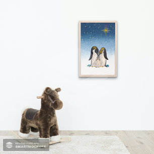 Lovely Penguin Family Watercolor Poster