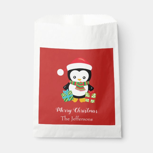 Lovely Penguin Merry Christmas Favour Bags (Front)