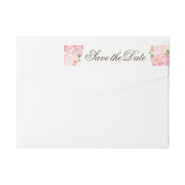 Lovely Peony Flowers RSVP Wraparound Label (Back)