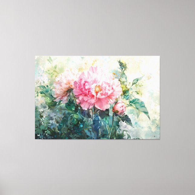 *~* Lovely Peony TV2 Pink Stretched Canvas Print (Front)