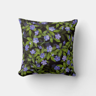 Lovely Periwinkle Days Pattern   Black   Cushion