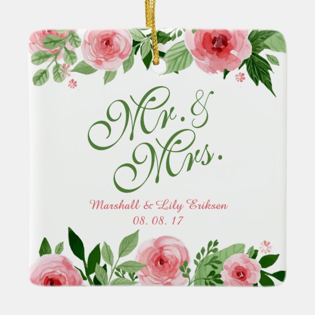 Lovely Personalised Floral Wedding | Ornament (Front)