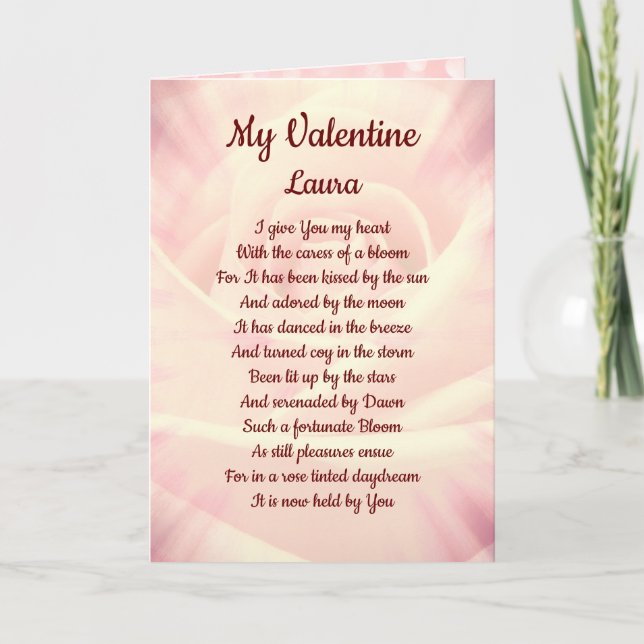 Lovely personalised Valentines Greetings Card (Front)