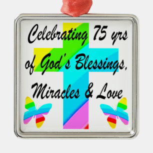LOVELY PERSONALIZED 75TH BIRTHDAY DESIGN METAL TREE DECORATION