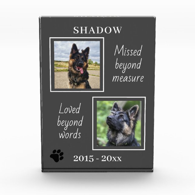 Lovely Pet Memorial Missed Beyond Measure Photo Block (Front)