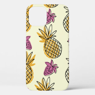 Lovely pineapple and strawberry illustration patte iPhone 12 case