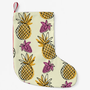 Lovely pineapple and strawberry illustration patte small christmas stocking