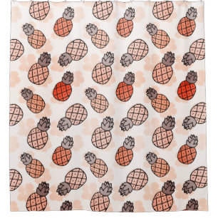Lovely Pineapples Orange Coloured  Shower Curtain