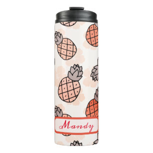 Lovely Pineapples Orange Coloured Text Placemen Thermal Tumbler