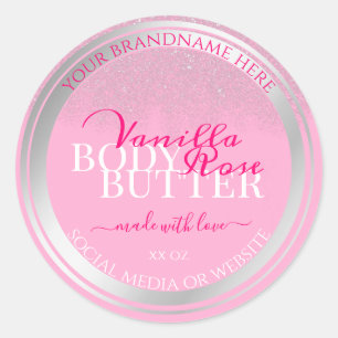 Lovely Pink and Silver Product Packaging Labels