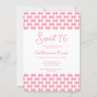 Lovely Pink And White Puzzle Chequered Sweet 16