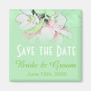 lovely pink apple flowers green save the date magnet