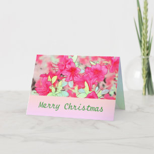 Lovely pink azalea flowers holidays Christmas Holiday Card