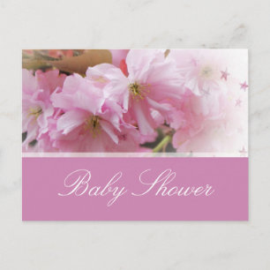 Lovely pink cherry blossom spring baby shower invitation postcard