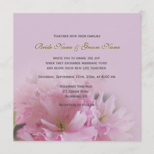 Lovely pink cherry blossom spring wedding invitation