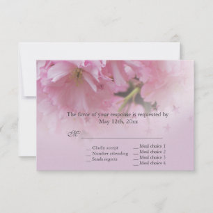 Lovely pink cherry blossom spring wedding RSVP Card