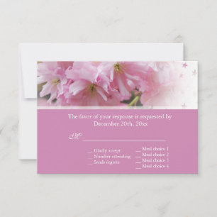 Lovely pink cherry blossom spring wedding RSVP Card
