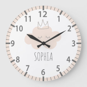 Lovely Pink Cloud Nursery Wall Clock