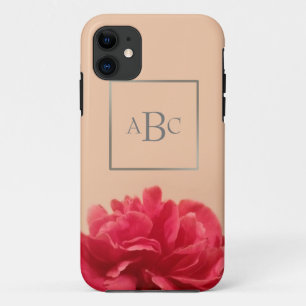 Lovely Pink Cream Floral Monogram Initial Case-Mat Case-Mate iPhone Case