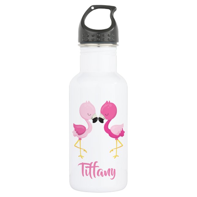 Lovely Pink Flamingos for you 532 Ml Water Bottle (Front)