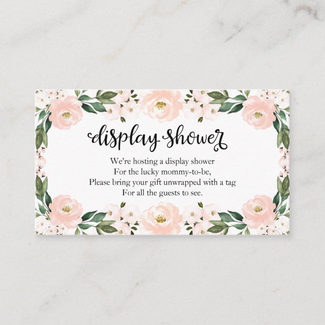 Lovely Pink Floral Baby Shower Display Shower Encl Enclosure Card (Front)