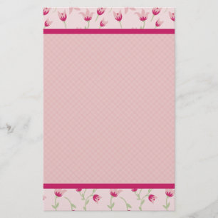 Lovely Pink Floral Border Stationery