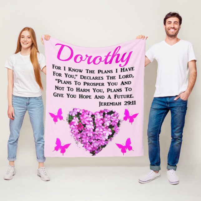LOVELY PINK FLORAL JEREMIAH 29:11 PERSONALIZED FLEECE BLANKET (In Situ)