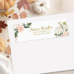 Lovely Pink Floral White Pumpkin Fall Baby Shower<br><div class="desc">Lovely pink floral watercolor,  pumpkin fall-themed baby shower address label. Easy to personalise with your details. Please get in touch with me via chat if you have questions about the artwork or need customisation. PLEASE NOTE: For assistance on orders,  shipping,  product information,  etc.,  contact Zazzle Customer Care directly https://help.zazzle.com/hc/en-us/articles/221463567-How-Do-I-Contact-Zazzle-Customer-Support-.</div>