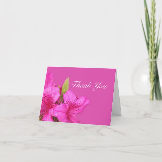 Lovely pink flower thank you blank note card (Front)