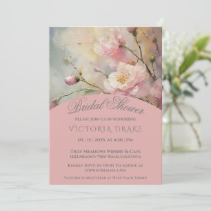 Lovely Pink Flowers Bridal Shower Invitation