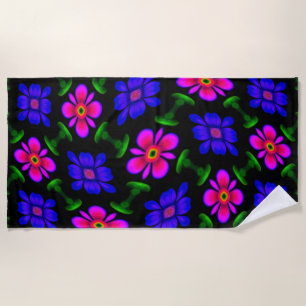 Lovely Pink Flowers Pattern Beach Towel