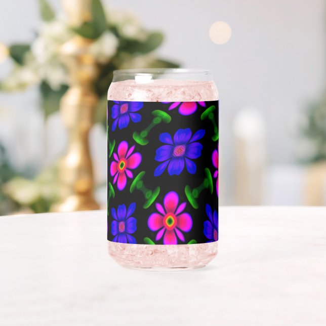 Lovely Pink Flowers Pattern Can Glass (Insitu (Wedding))