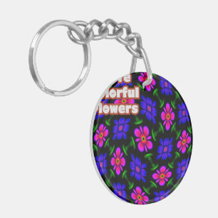 Lovely Pink Flowers Pattern Key Ring