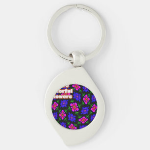 Lovely Pink Flowers Pattern Key Ring