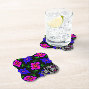 Lovely Pink Flowers Pattern Paper Coaster