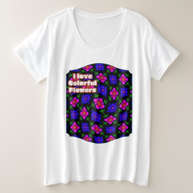 Lovely Pink Flowers Pattern Plus Size T-Shirt (Design Front)