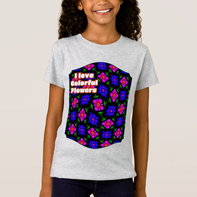 Lovely Pink Flowers Pattern T-Shirt (Front)